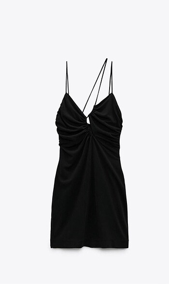xl Beden siyah Renk Zara Asimetrik Drapeli Elbise