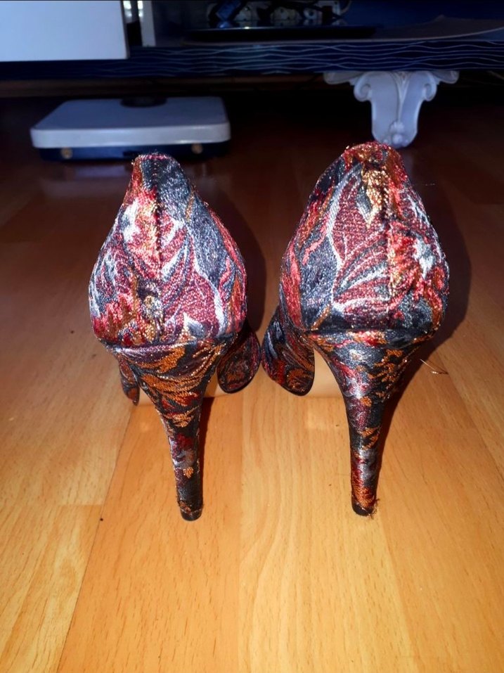 Desenli Vintage Stiletto Topuklu Ayakkabı - Görsel 3