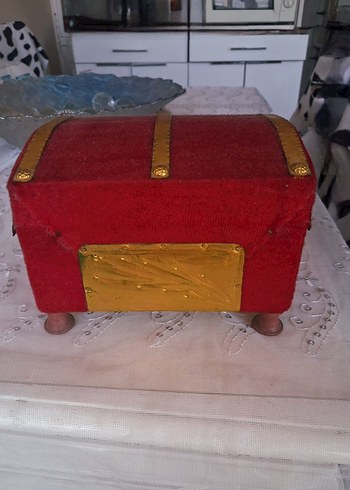 Kırmızı Kadife Kaplı Osmanlı takı Kutusu - Görsel 4