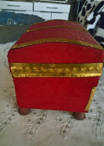 Kırmızı Kadife Kaplı Osmanlı takı Kutusu - Görsel 6