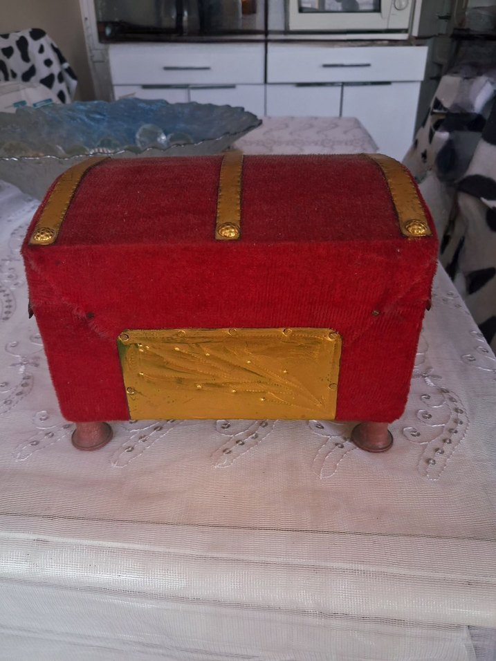 Kırmızı Kadife Kaplı Osmanlı takı Kutusu - Görsel 4