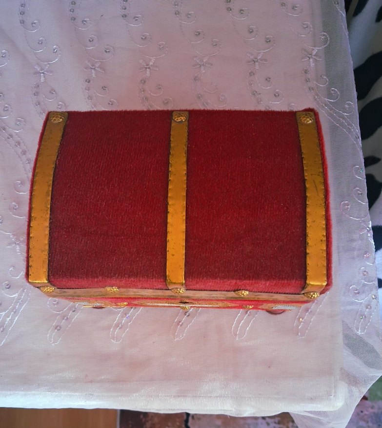 Kırmızı Kadife Kaplı Osmanlı takı Kutusu - Görsel 2
