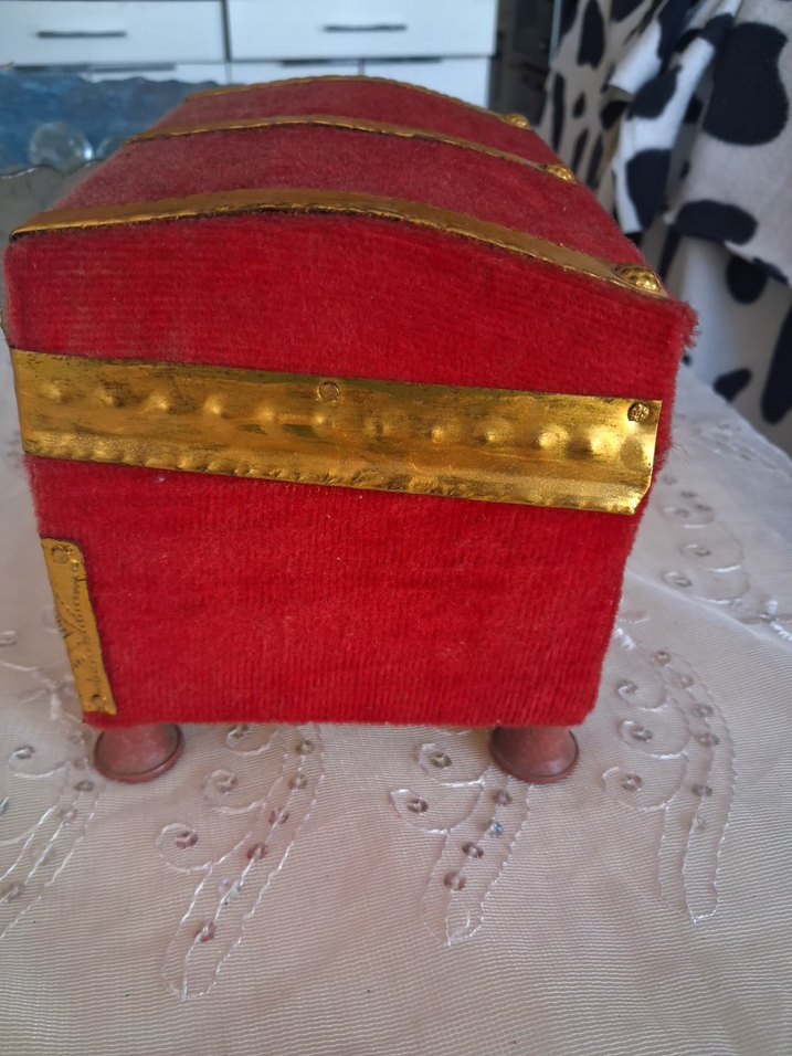 Kırmızı Kadife Kaplı Osmanlı takı Kutusu - Görsel 3