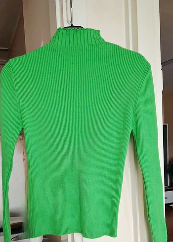 Yeşil Fitilli Boğazlı Kadın Kazak - Görsel 2