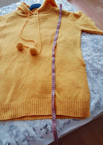 Sarı Kapüşonlu Triko Kadın #Kazak #tunik - Görsel 4