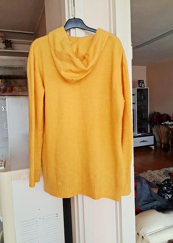 Sarı Kapüşonlu Triko Kadın #Kazak #tunik - Görsel 2