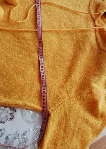 Sarı Kapüşonlu Triko Kadın #Kazak #tunik - Görsel 3