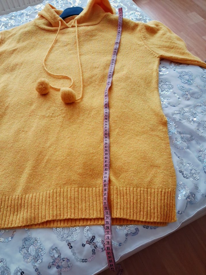 Sarı Kapüşonlu Triko Kadın #Kazak #tunik - Görsel 4