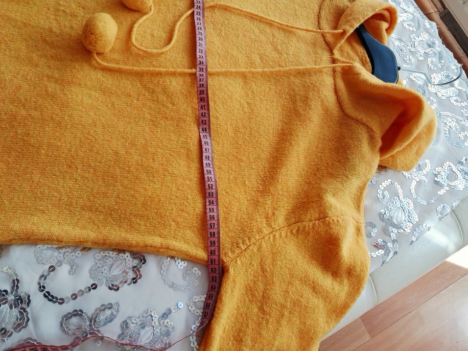 Sarı Kapüşonlu Triko Kadın #Kazak #tunik - Görsel 3