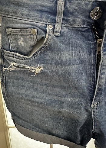 Kadın Mavi Mini Denim Şort - Görsel 2