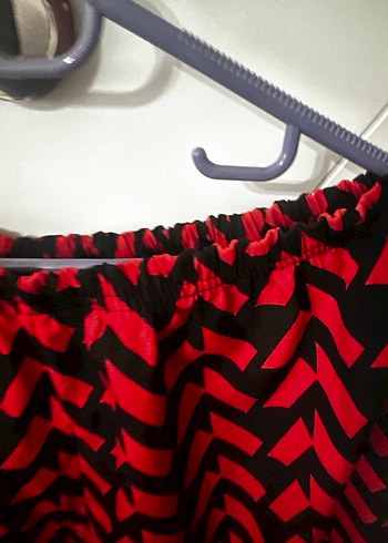 Kadın Kırmızı Pilili Midi Kumaş Pantolon - Görsel 5