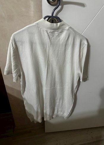 Erkek Beyaz Kısa Kollu Keten Tişört - Görsel 3