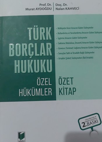 Türk Borçlar Hukuku Özel Hükümler Özet Kitap