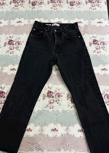 Mango Siyah Yuksek Bel Denim Jean