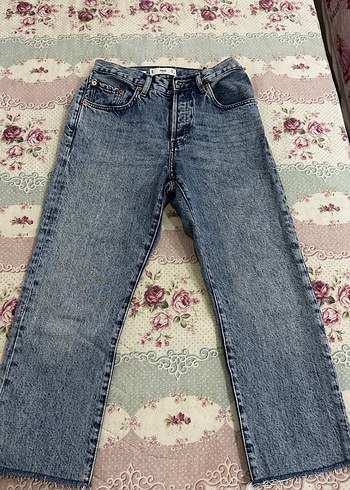 Mango Yuksek Bel Acik Mavi Denim Jean