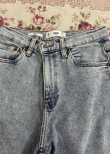 Mango Mng Acik Mavi Yuksek Bel Denim Jean