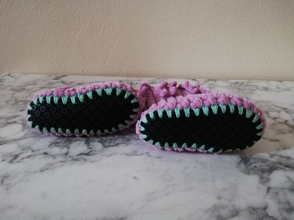 Çocuklar için Mor Örgü Sıcak Ev Terliği - Görsel 4