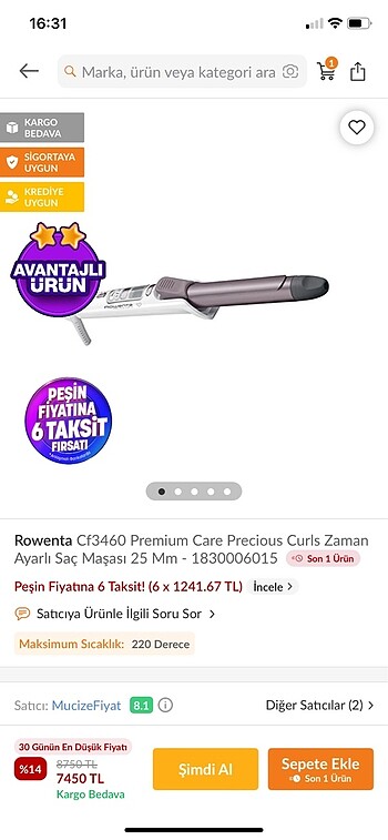 Rowenta saç maşası
