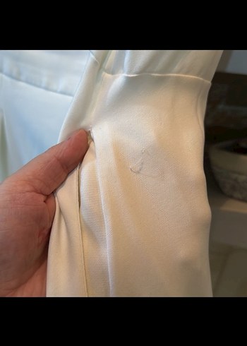 Beyaz Midi Uzunlukta Drapeli Kadın  Elbise - Görsel 6