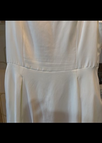 Beyaz Midi Uzunlukta Drapeli Kadın  Elbise - Görsel 2