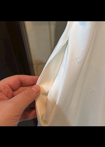 Beyaz Midi Uzunlukta Drapeli Kadın  Elbise - Görsel 3