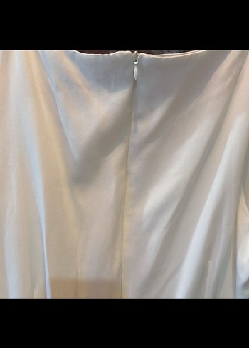 Beyaz Midi Uzunlukta Drapeli Kadın  Elbise - Görsel 5