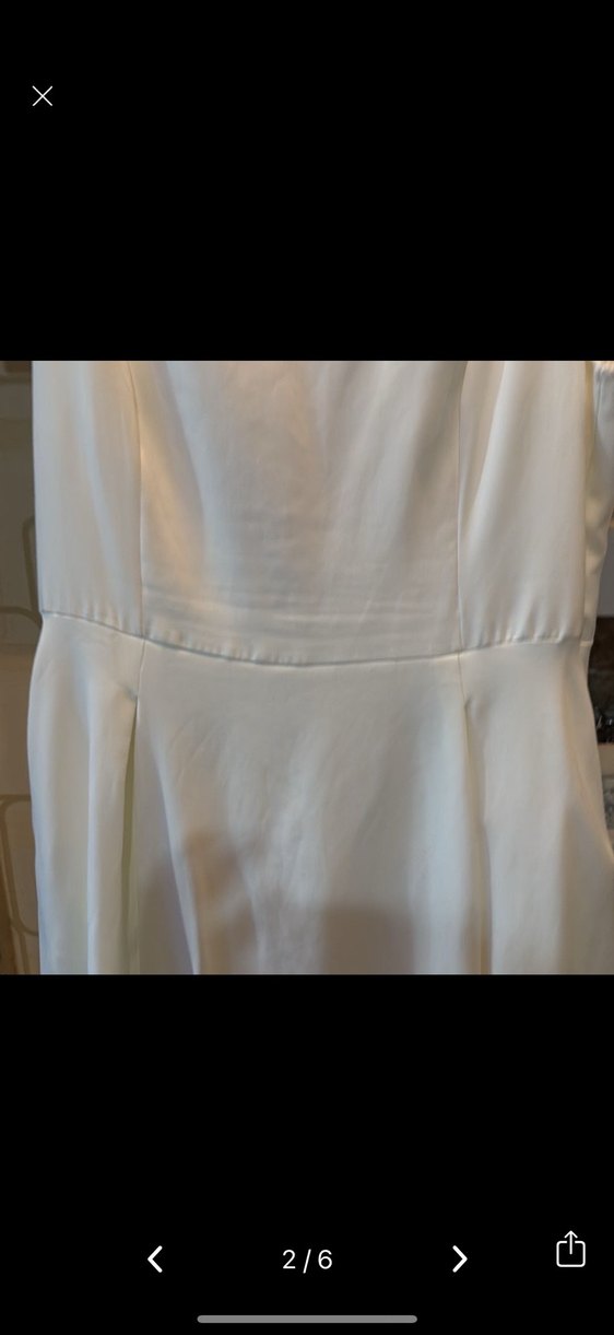 Beyaz Midi Uzunlukta Drapeli Kadın  Elbise - Görsel 2