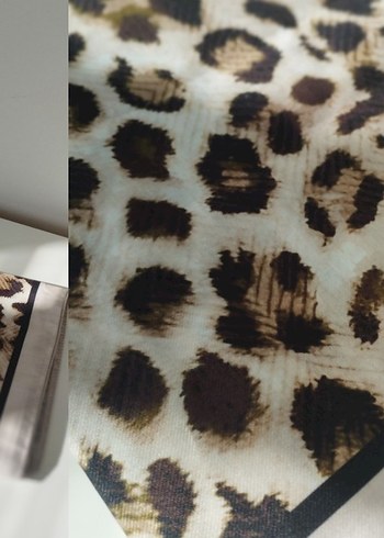 Kahverengi Leopar Desenli Kadın şal - Görsel 4