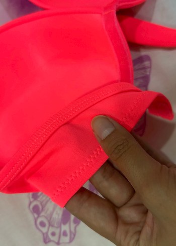 36 Beden pembe Renk Fiyonklu Pembe Kadın Bikini Üstü