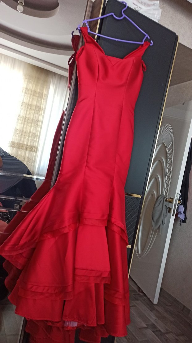 Kırmızı Ssten Uzun Abiye Elbise - Görsel 3