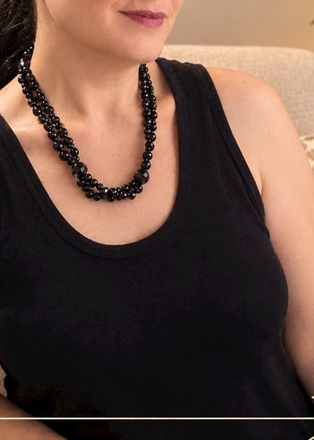 Diğer El Yapimi Siyah Renkli Cift Katli Kolye