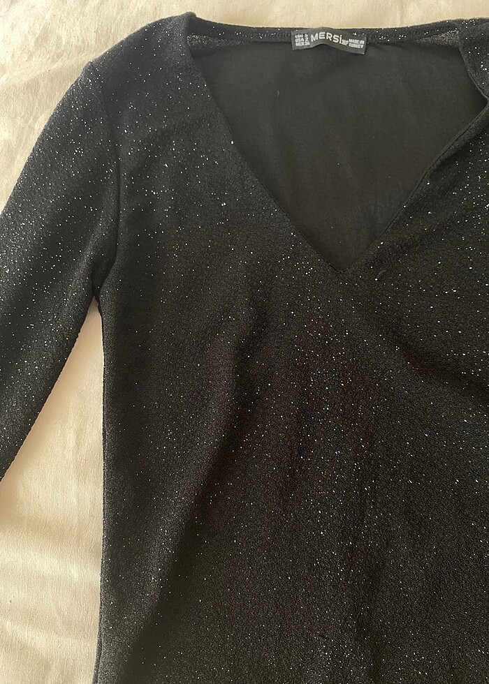 Işıltılı uzun kollu çıtçıtlı body - Görsel 2