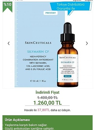 Skinceuticals silymarin cf serum