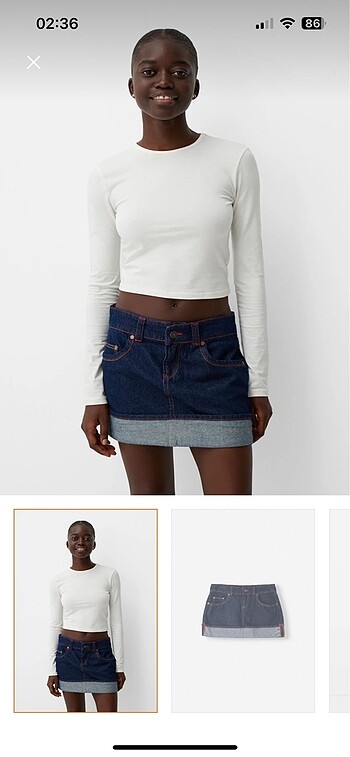 Bershka jean katlanmış etek