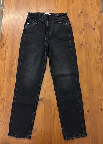 Zara Yuksek Bel Siyah Mom Denim Jean