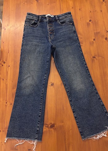 Zara Koyu Mavi Yuksek Bel Denim Jean
