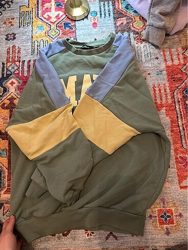 xs Beden Mavi sweatshirt