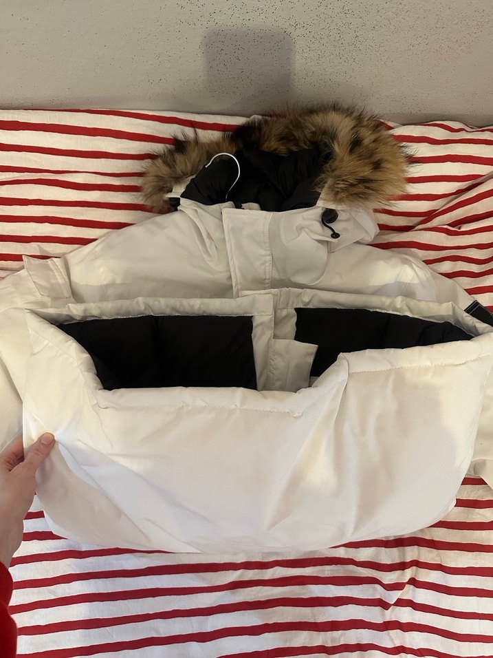 Beyaz erkek Kürklü Midi Parka canada goose marka - Görsel 3