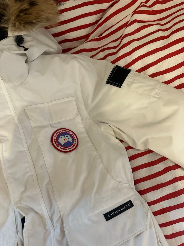 Beyaz erkek Kürklü Midi Parka canada goose marka - Görsel 2