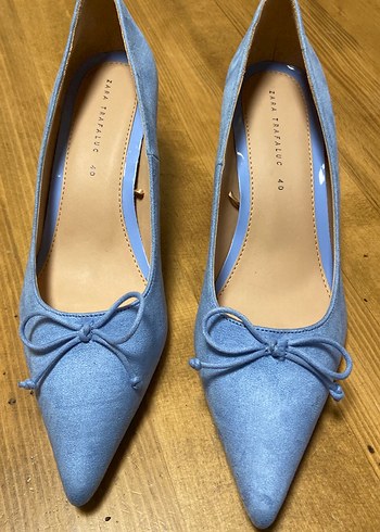 Mavi Süet Stiletto Topuklu Kadın Ayakkabı