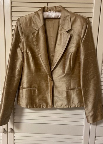 Bej Parlak Kadın Blazer Ceket