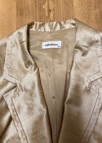 44 Beden altın Renk Bej Parlak Kadın Blazer Ceket