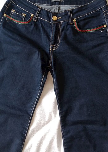Gucci Nakisli Koyu Mavi Kadin Denim Pantolon
