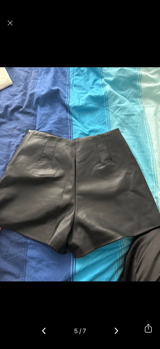 Siyah Deri Mini Şort zara - Görsel 2