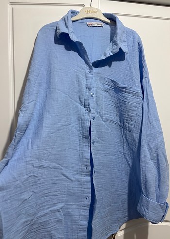 Oversize muslin gomlek - Görsel 3