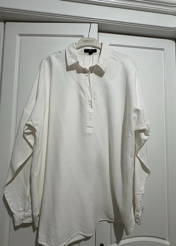 Kadın Beyaz Pamuklu Uzun Kollu Gömlek - Görsel 2