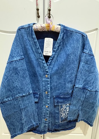 Nakışlı Bohem Kadın Kot Ceket - Görsel 3