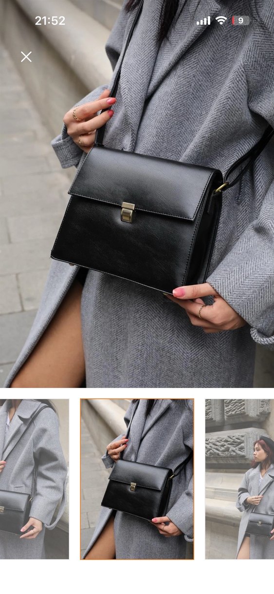 Siyah Deri Kadın Çanta Tokalı - Görsel 2