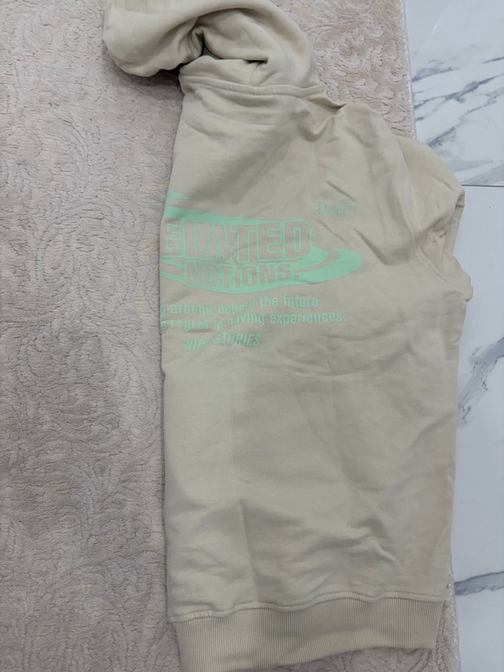 Bej Kapüşonlu erkek Sweatshirt - Görsel 2