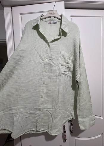 Oversize muslin gomlek - Görsel 4